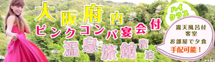 大阪府内ピンクコンパニオン宴会付温泉旅館宿泊ハイクラス！露天風呂付客室お部屋で夕食手配可能！