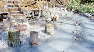 大湯沼川の天然足湯の画像