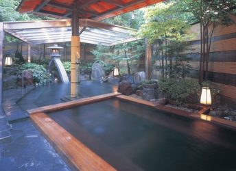 庭園のような中で入れる幻想的な露天風呂